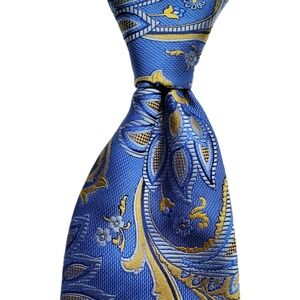 $98 New GEOFF NICHOLSON Men's Neck Tie Pure SILK Blue Floral MADE IN ITALY